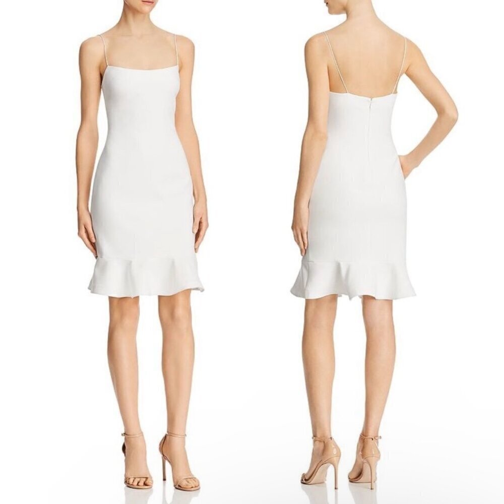 Likely Banks White Flounced Hem Slip Mini Dress US 10​​​​​​​